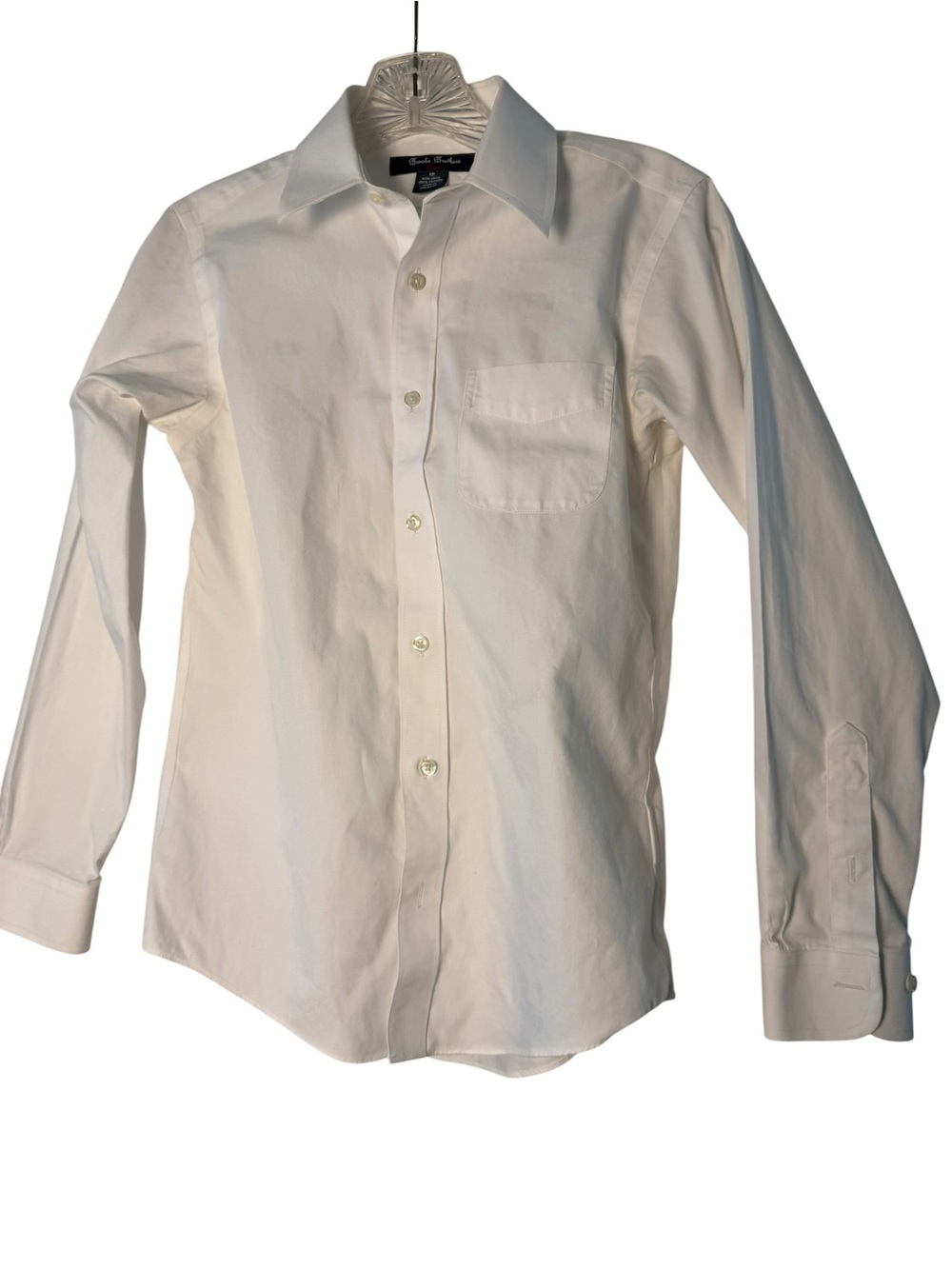 Brooks Brothers Boys White Non-Iron Cotton Button Down Dress Shirt Size 12